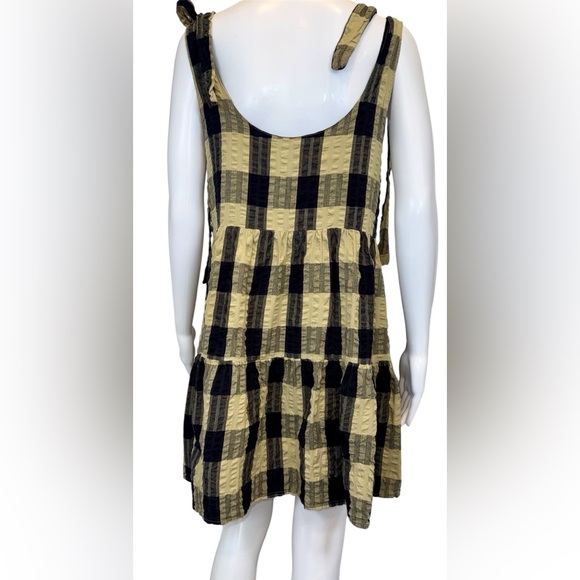 ASOS Plaid Tie-Shoulder Mini Dress Black and Tan Oversized Woman’s size 6 - Picture 3 of 12